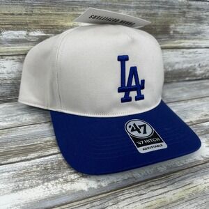 Los Angeles Dodgers '47 Brand Hitch Mens Hat OSFA Creme Blue Snapback MLB NEW